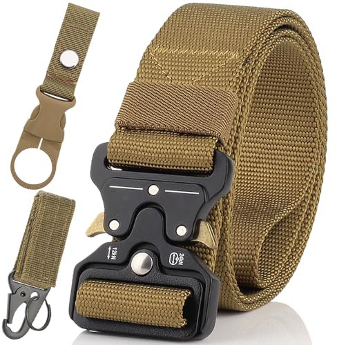 MUCHER Taktischer Gürtel Herren Militär Arbeitsgürtel Molle Nylon Sicherheitsggurte Beutegürtel Bundeswehr Gürtel Rettungsdienst mit Schnellverschluss für Outdoor Sport Camping Jagen Vatertag (Khaki)