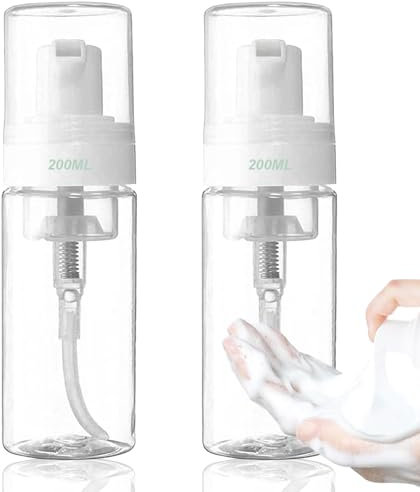 Unihuby 200ml Foaming Soap Dispenser, 2pcs Foaming Bottle Pump Bottle Dispenser for Travel Refillable Bottles