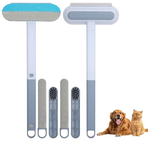 2 unidades de depilación de animales multifunción, mango largo, removedor de pelo de mascotas, cepillo de pelo de animales, cepillo para ropa, cepillo para pelo de gato, cepillo para pelusa