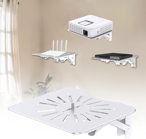 MAWADA Universal Projector Mount with Small Shelf for Wall - Sturdy Projector Wall Mount and Shelf Wall Mount for Home Theater