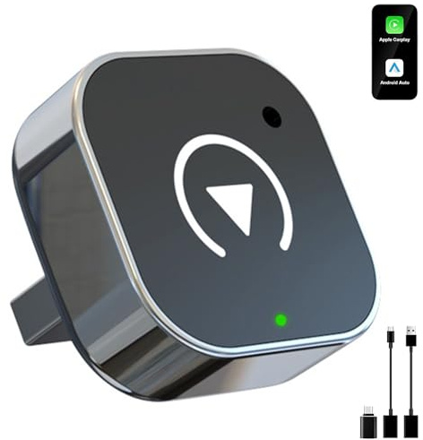 Wireless CarPlay Adapter, 2-in-1 Plug and Play Convert Wired to Wireless CarPlay, Compatible with iPhone iOS 10+ & Android Auto, Mini Car Play Wireless Adapter