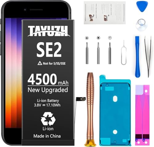Battery for iPhone SE (2020 2nd Gen) 4500mAh High Capacity New 0 Cycle Battery Replacement for Model A2275 A2296 A2298 (NOT for iPhone SE 2016 1st Gen) with Professional Repair Tools Kit