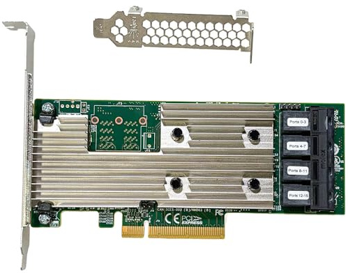 Scheda di espansione SAS HBA a 16 porte PCIe SATA compatibile con LSI 9305-16I 12Gbps PCIe 3.0 x8 Controller SAS per archiviazione server NAS Modalità IT ZFS FreeNAS