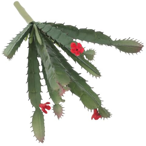 DECORNIJIA Mini Piante Grasse Artificiali con Fiori Rossi Cactus Finti Decorativi da Scrivania per Interni Succulente Finte Compatte per Ufficio e Casa Accessori DIY per Arredamento Verde