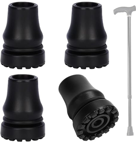 4 Piezas Tacos Muletas 16mm, Adecuado para Personas Mayores | Agarre Extremo Tacos de Goma para Bastones, Tacos Muletas Antideslizantes, Antideslizante y Seguro