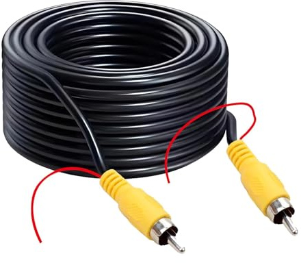 Générique Cavo video RCA 10M per telecamera di retromarcia, estensione AV maschio-maschio con filo di rilevazione, cavo RCA giallo per auto camion campeggio auto monitor TV box