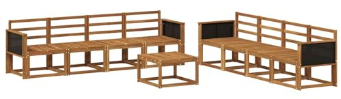 vidaXL Outdoor-Sofagarnitur 7 pcs Natur Massivholz Akazie, Moderner Garten-Sofaset, stilvolle Sitzgelegenheit, Akazie Holz Möbel, bequemer Lounge, wetterfest