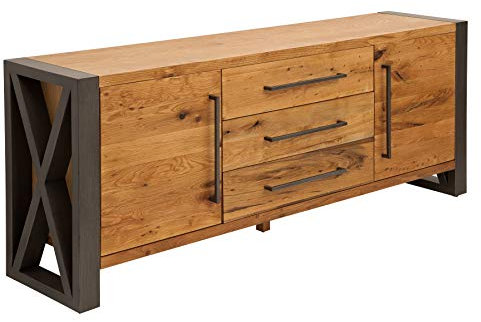 Massives Sideboard Thor 200cm Wild Eiche geölt im Industrial Design Kommode Anrichte