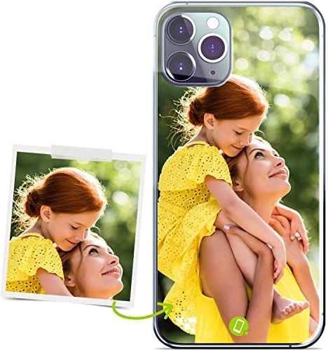 Coverpersonalizzate.it - Personalisierte Handyhülle kompatibel für iPhone 11 Pro Max mit deinem Foto oder Text - Transparente TPU-Schutzhülle