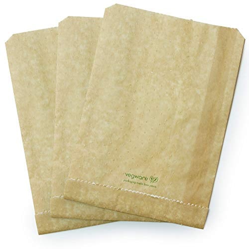 Vegware Compostable Therma Paper Hot Food Bags 229 x 165mm (Pack of 500) | Double-lined food-grade paper stops oil leaks and retains heat to keep grab-and-go takeaway items fresh and crispy.