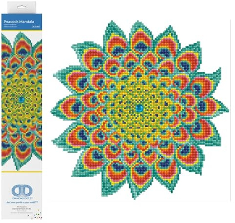 DIAMOND DOTZ Painting, Intermediate Kit DD5, Peacock Mandala, 32cm x 32cm