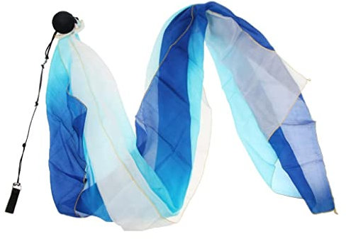 Hellery Schleier Poi Balls Chain Balls Schleier Für Bauchtanz Silk Veil Poi Streamer Für Tanzperformance 200x70cm, Regenbogenfarben - Blau, 200 x 70cm