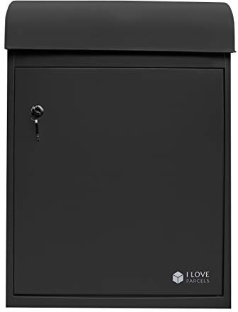 iLoveParcels Medium Parcel Drop Box. Waterproof Safe & Secure Delivery Box For When You're Not Home. Storage Mail Box, Post & Letterbox With Key Lock. Mounted To Wall, Door, Fence Or Floor (Black)