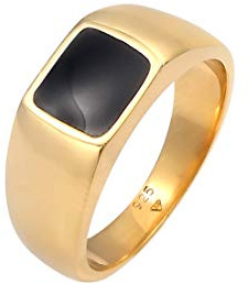 Elli Ring Damen Siegelring Emaille Rechteck Klassik 925 Silber