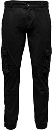 ONLY & SONS Herren Onscam Stage Cargo Cuff Pg 6687 Hose, Schwarz, 38W / 34L EU