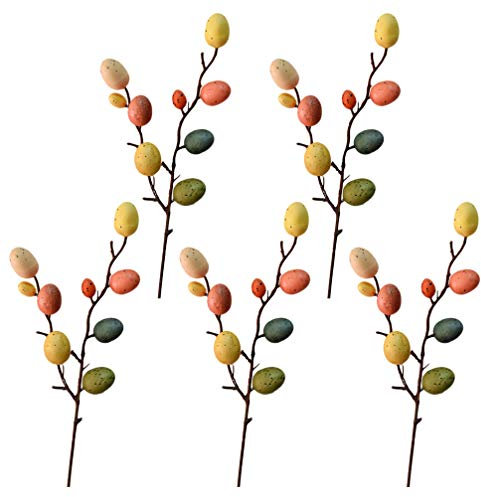 BESPORTBLE 5 Stücke Künstlicher Ostereier Zweig Osterdeko Eier Blumenstrauß Dekozweige Kunstblumen Gesteck Kinder Basteln DIY Kranz Girlande Vase Blumenarrangement Frühling Ostern Deko Objekt