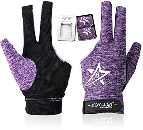 KONLLEN Billardhandschuhe Linke Hand/Rechte Hand L/XL Pool Handschuhe Professionelle rutschfeste verstellbare atmungsaktive Billard Match Handschuhe Snooker Nine Ball 3 Kissen Carom Pool Zubehör