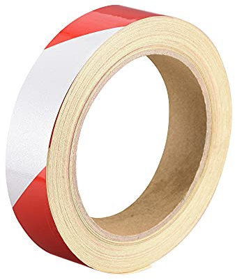 sourcing map Reflektierendes Klebeband 20 mm x 25 m wasserdichtes Warnband für Fahrräder, Wohnmobile und Bootsstreifen im Freien rot weiß
