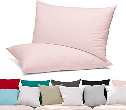 BEAUTEX 2er Set Kissenbezug, Kissenhülle aus gekämmter Baumwolle, Premium Jersey 160g/m², Größe und Farbe wählbar (40x40 cm, Rosa)