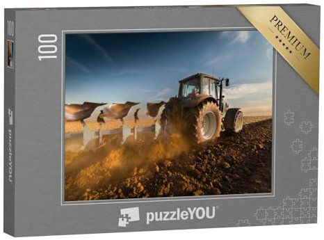puzzleYOU: Puzzle 100 Teile „Traktor beim Pflügen von Feldern“ – aus der Puzzle-Kollektion Traktoren, Landwirtschaft