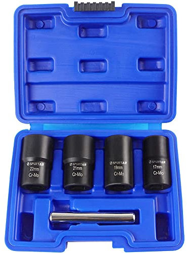 CENPEK Lot de 5 douilles torsadées - Extracteur de boulons endommagés - 1,27 cm - Pour le retrait des écrous de roue de verrouillage de 17 mm, 19 mm, 21 mm et 22 mm