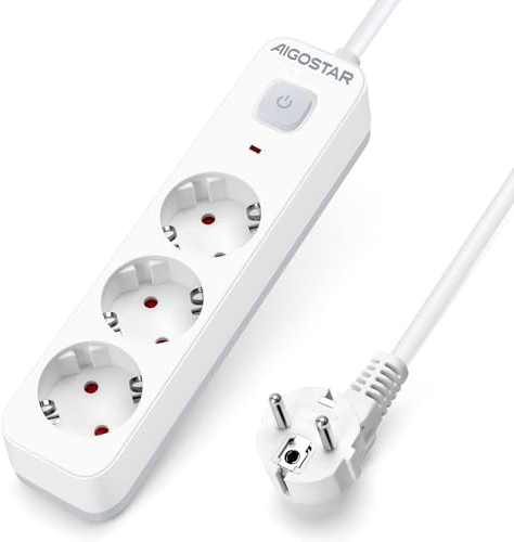 Aigostar Steckdosenleiste 3 Fach mit Schalter, Mehrfachsteckdose mit Kindersicherung, Verteilersteckdose mit 5 m Kabel