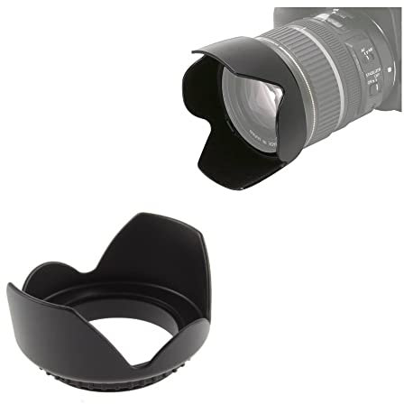 Pare-soleil tulipe 52 mm pour Nikon D5000 D5100 D5200 D5300 D5500 D5600 avec objectif Nikon AF-P DX NIKKOR 18-55 mm f/3.5-5.6G VR