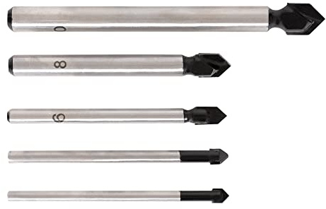 STIER Fliesenbohrer Set 5-teilig, Zylinderschaft, Rundschaft, umfangreich Set Größe 4-10 mm, für (Schlag-) Bohrmaschinen, präzises Arbeiten, hochwertig