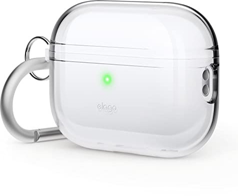 elago Funda Transparente Compatible con Apple AirPods Pro 2ª Generación - Case Protector con Llavero, A Prueba de Golpes, Cinta de Gel Incluida, Carga Inalámbrica, Anti-Amarilleo (Transparente)
