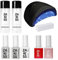 Zakiss Kit Semipermanente Unghie Completo Gel Polish – Fornetto Led 48w + Base Top + Ultrabond + Nail Prep + Smalto Semipermanente Rosso + Nude + Buffer