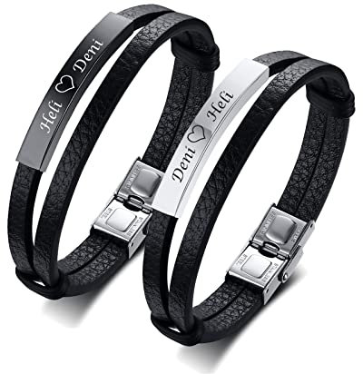 Partner Armbänder Freundschaftsarmband Herren Damen - Verstellbare Lederarmbänder für Männer Frauen Geschenk Für Geburtstag Abschlussfeier Personalisierte Armbänder für Paare und Bester Freund