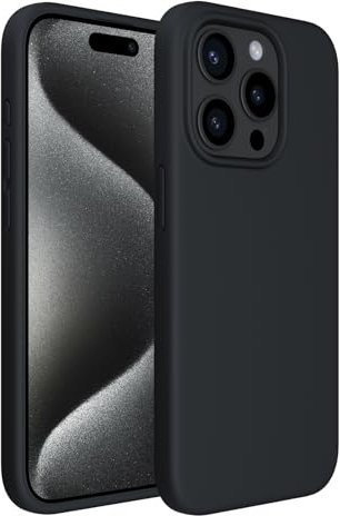 ACRONIX iPhone 15 Pro Case - Silky-Soft Touch Liquid Silicone Shockproof Rubber Case - Comprehensive Protection Cover - Black