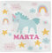 Wanapix | Stoff Servietten für Kinder Personalisiert mit Namen | Schule/Kindergarten | Waschmaschinengeeignet | 45x45cm | Einhorn