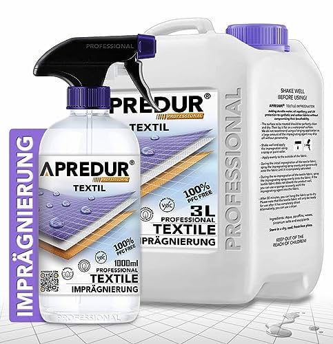 APREDUR 4L Professional Textil Imprägnierung Imprägnierspray Imprägniermittel für synthetische und Baumwollstoffe wie Markise Zelt Polster Sofa Cabrio Verdeck Lösemittel und PFC-Frei