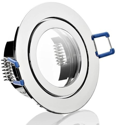 Licht-Idee 3 x Feuchtraum Einbaustrahler Spot Strahler rund chrom IP44 Badezimmer mit GU10 Fassung L Anschluß 230Volt