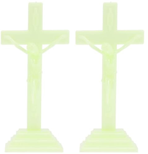 Warmhm 2 Stück Leuchtende Jesus-Kreuz-Ornamente Für Zuhause Gott Segne Kreuz-Statue Kreuz-Tischdekoration Kreuz-Dekoration Jesus-Statue Jesus-Dekoration Jesus-Kreuz-Verzierung