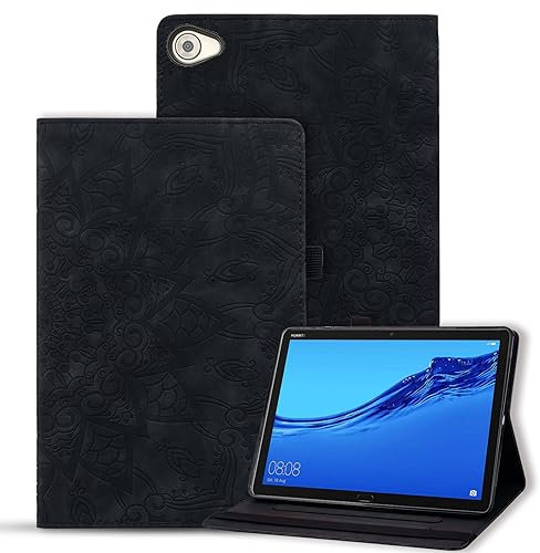Vaitasy Funda Huawei MediaPad M5 Lite 10 10.1 Pulgadas 2018 Carcasa Flip Cuero PU Funda con Función Soporte para MediaPad M5 Lite 2018 - Mandala Negro