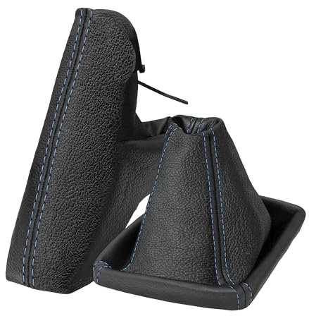Schaltsack Handbremsmanschette Set kompatibel mit Opel Astra H Bj. 2004-2010 Echtleder Naht blau