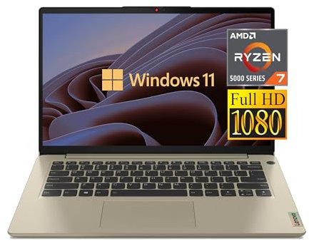 Lenovo Ideapad 3 Laptop, 14'' FHD Display, Thin Portable, AMD Ryzen 7 5700U (Beat i7-1160G7), 8GB RAM, 512GB SSD, Webcam, HDMI, WiFi 6, Bluetooth, Windows 11 Home