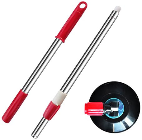Midremer Spin Mop Replacement Mop Handle, Upgraded Reinforced 49-inch 360 Degrees Rotating Telescopic Replacement Mop Stick with Disc for Spin Mop Bucket Cleaning System (Plastic Disc, Red)