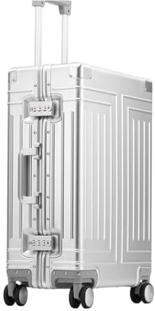 Koffer Trolley aus Aluminium-Magnesium-Legierung, Universalrad, Metallkoffer, tragbar, komplett aus Aluminium Koffer für Unterwegs (Color : A, Size : 24in)
