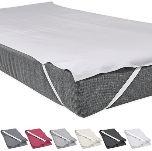 Bettlaken ohne Gummizug 180 x 200 cm Grau mit 4 Eckgummis rutschfest Uni Baumwolle Glatte Einfache Klassische Bettücher Doppelbett Singles Einzelbett Kingsize Laken