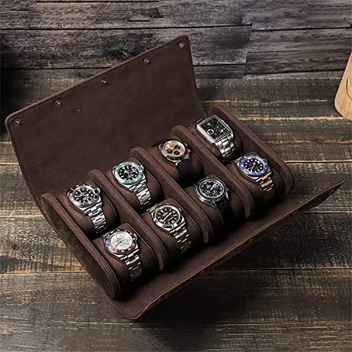 Handgefertigter Uhrenbox-Organizer für Herrenuhren, 8 Fächer, großes Armbanduhrengehäuse, abnehmbare Kissen, Uhrenaufbewahrung (einfarbig)