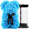 TJC Rose Teddy Bear Flower Bear with Gift Box Birthday Romantic Valentines Gifts for her Girlfriend Love Friends Wife Fiancée PE Material with Bow Tie Everlasting Forever Light Blue