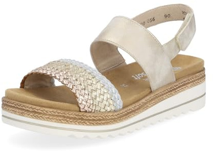 Remonte Damen Riemchensandalen D0Q56, Frauen Sandalen,lose Einlage,Freizeitschuhe,offene Schuhe,Strandschuhe,Riemen,Riemchen,metallic (90),38 EU