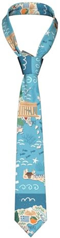 KadUe Herren-Krawatte mit Leopardenmuster, schmale Krawatte für Herren, ideal für Hochzeiten, Bräutigam, Trauzeugen, Missionen, Tänze, Griechenland-Karte, Einheitsgröße