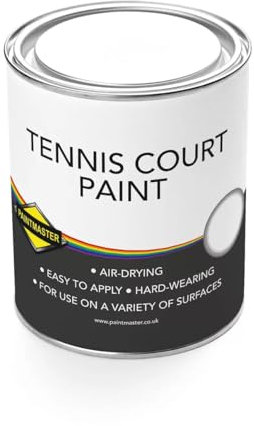 Premium Acrylic Tennis Court Paint - Weather-Resistant, Wide Color Range for Full Coverage and Striping (Tennis Court Paint - White, 1L)