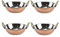 Copper Kadai Karahi Hammered Double Wall Balti Dishes Curry Serving Bowls Indian Platter Stainless Steel Kadhai Multipurpose Rim Serving Bowls Set (4, 16.5cm)