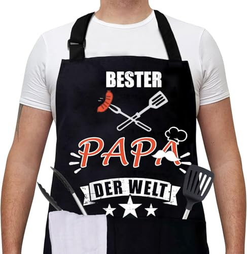 Gkmamrg Vatertagsgeschenk für Papa Kochschürze Vater Geschenk - Schürze Papa verstellbare Latzschürze Schürzen für Köche BBQ Malerei Backen Kochen Vatertag Geschenk
