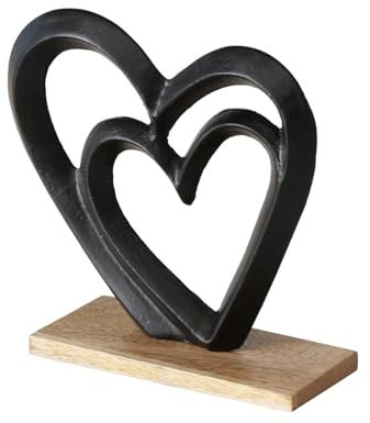 BOLTZE Dekoaufsteller Herz Albasi Aluminium schwarz Höhe 18 cm, Tischdeko, Geschenk